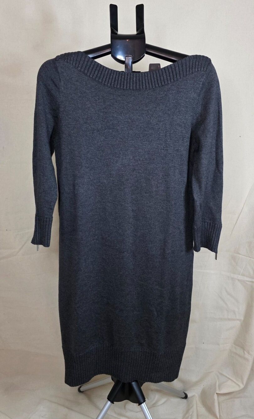 Michael Kors | Dark Gray Sweater Dress | Boatneck | Zip Detail | Medium - Picture 2 of 10